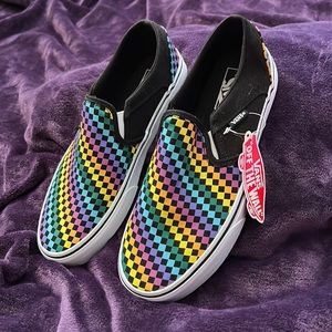 Vans, US Women 10, checkered rainbow